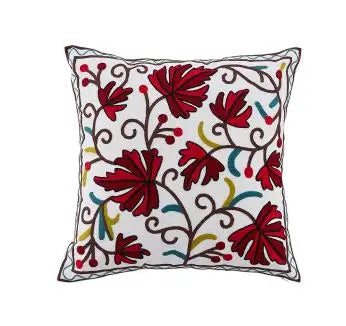 Boho Embroidered Throw Pillow Cover – Geometric Decorative Cushion