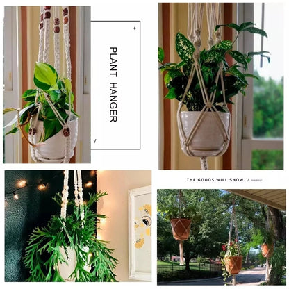 🌿 Handmade Macrame Plant Hanger – Boho Hanging Planter Basket for Indoor & Outdoor Decor