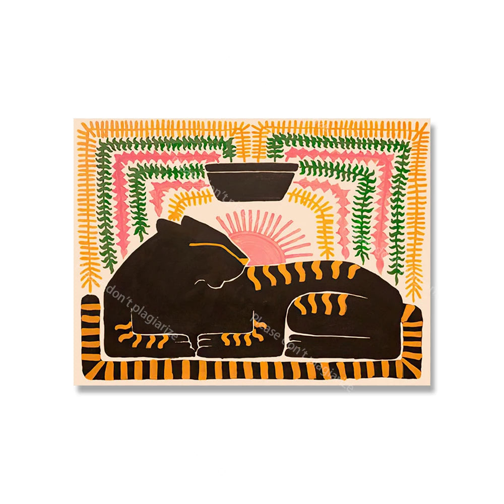Colorful Abstract Boho Wall Art – Orange Tiger Canvas Print