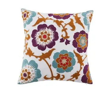 Boho Embroidered Throw Pillow Cover – Geometric Decorative Cushion