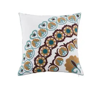 Boho Embroidered Throw Pillow Cover – Geometric Decorative Cushion