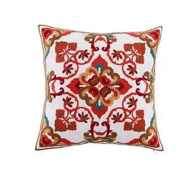 Boho Embroidered Throw Pillow Cover – Geometric Decorative Cushion