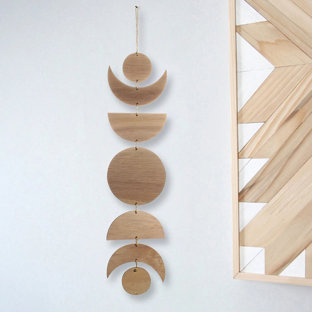 Wooden Wall Hanging Moon Phase Garland Wall Decor Hanging Ornaments Decoration Boho Home Decor for Nursery Ornament Gift