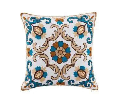 Boho Embroidered Throw Pillow Cover – Geometric Decorative Cushion