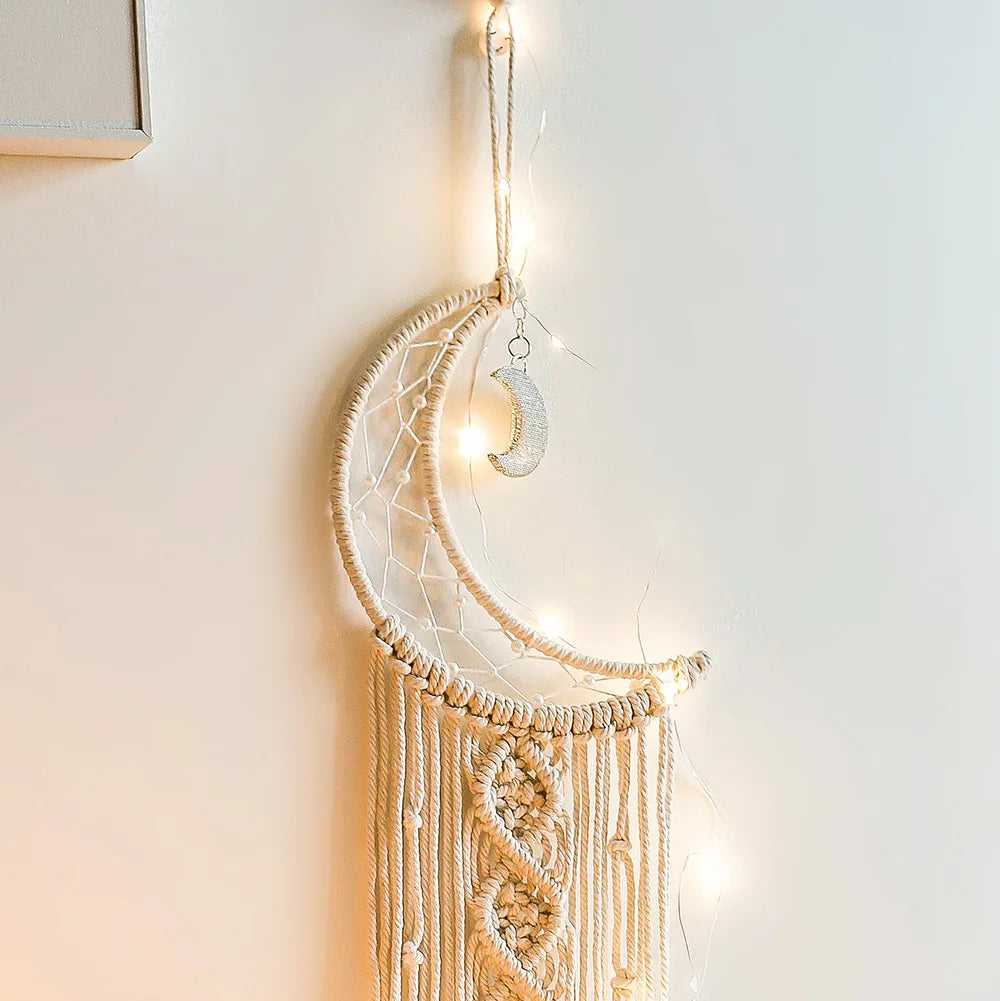 Macrame Dream Catcher Boho Home Decor Moon Star Decoration Macrame Wall Hanging Baby Nordic Room Bedroom Kids Nursery Living Room Dreamcacther