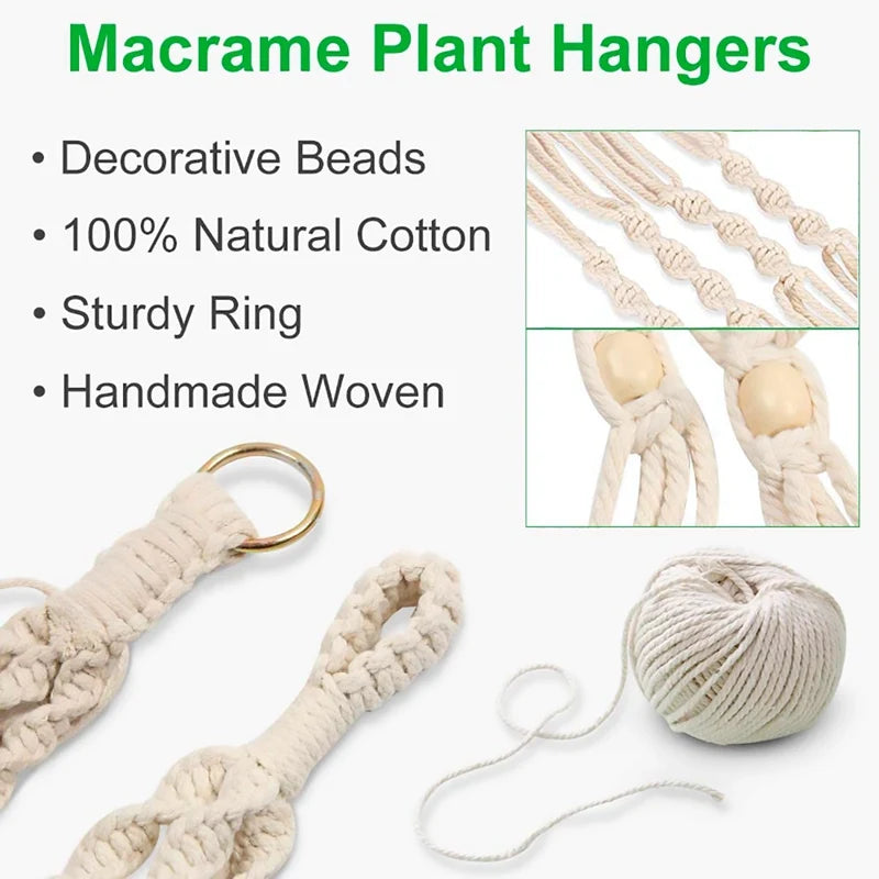 🌿 Handmade Macrame Plant Hanger – Boho Hanging Planter Basket for Indoor & Outdoor Decor