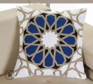 Boho Embroidered Throw Pillow Cover – Geometric Decorative Cushion