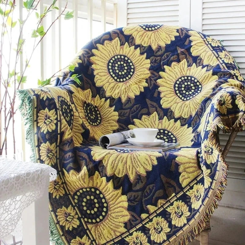 My Boho Home Bohemian Decor  Sunflowers Flower Blanket