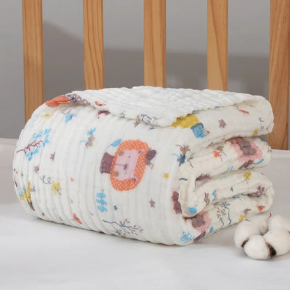 Boho Baby Bamboo Cotton Receiving Blanket – 6-Layer Swaddle Wrap for Infants