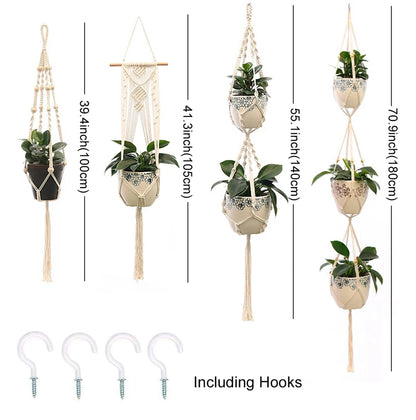 🌿 Handmade Macrame Plant Hanger – Boho Hanging Planter Basket for Indoor & Outdoor Decor