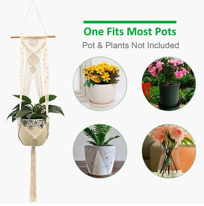 🌿 Handmade Macrame Plant Hanger – Boho Hanging Planter Basket for Indoor & Outdoor Decor