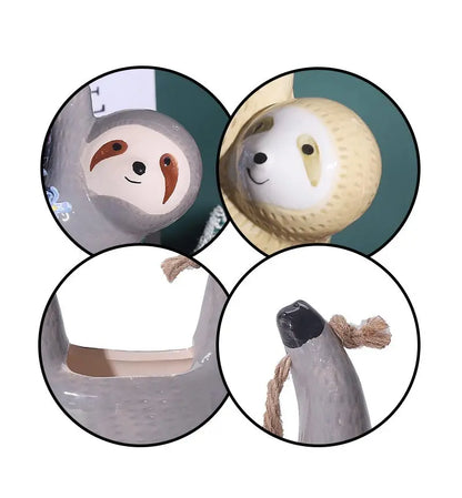 Ceramic Sloth Hanging Planter – Boho Home Decor Flower Pot for Green Plants & Garden Decor
