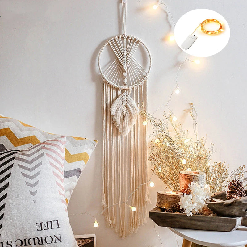 Macrame Dream Catcher Boho Home Decor Moon Star Decoration Macrame Wall Hanging Baby Nordic Room Bedroom Kids Nursery Living Room Dreamcacther