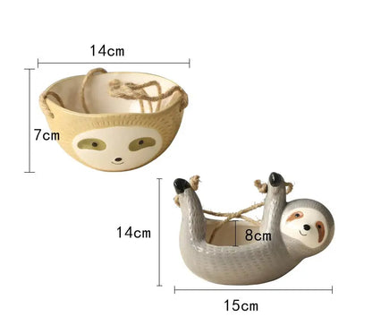 Ceramic Sloth Hanging Planter – Boho Home Decor Flower Pot for Green Plants & Garden Decor