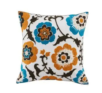 Boho Embroidered Throw Pillow Cover – Geometric Decorative Cushion