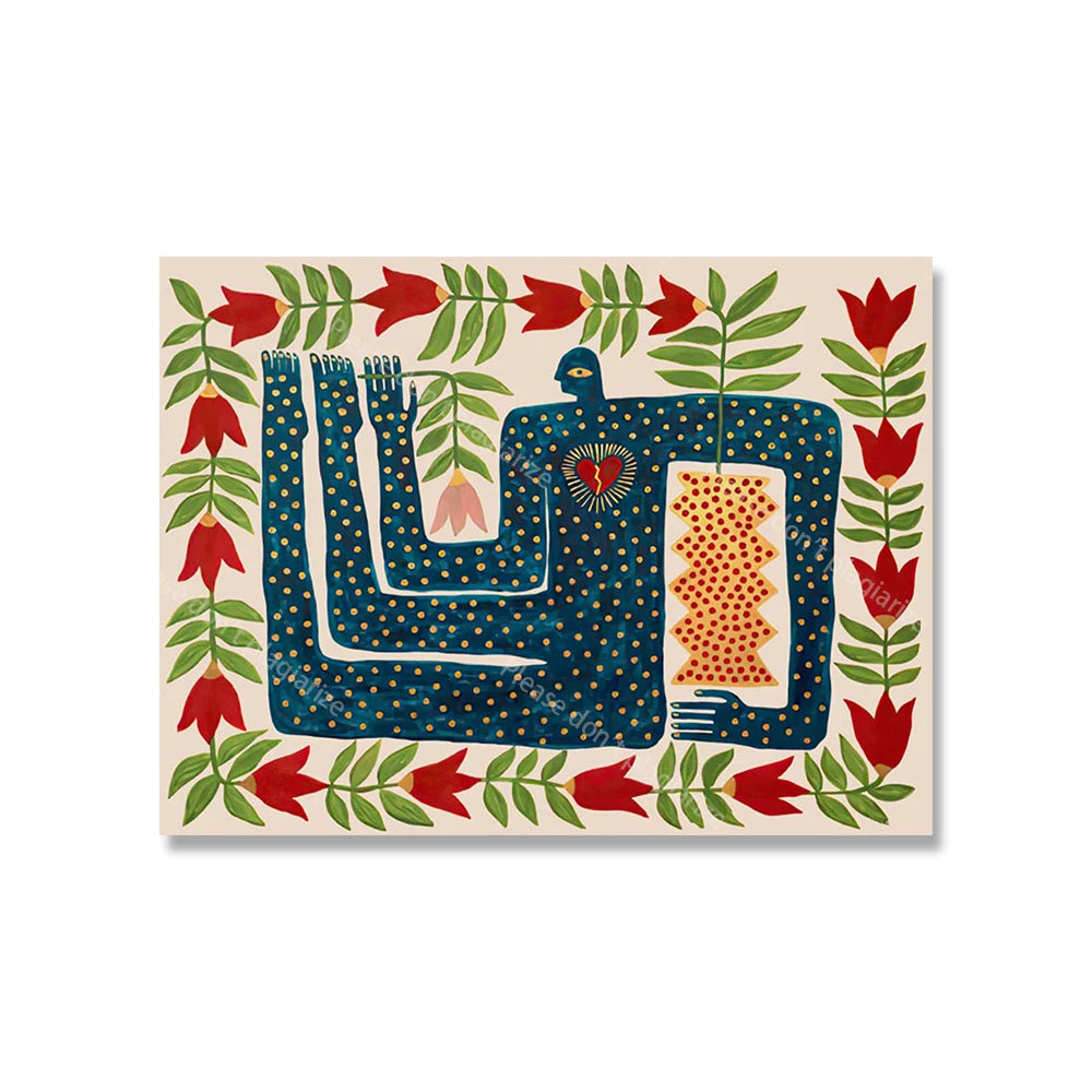 Colorful Abstract Boho Wall Art – Orange Tiger Canvas Print
