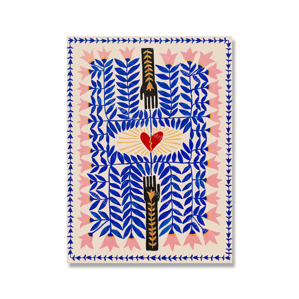 Colorful Abstract Boho Wall Art – Orange Tiger Canvas Print