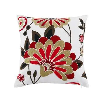 Boho Embroidered Throw Pillow Cover – Geometric Decorative Cushion