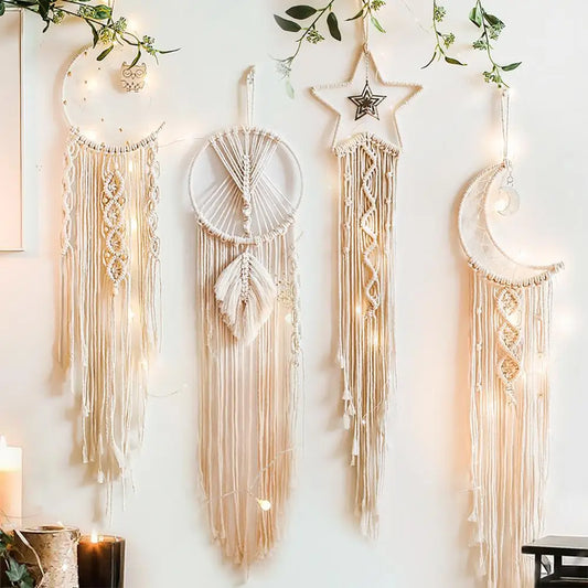 Macrame Dream Catcher Boho Home Decor Moon Star Decoration Macrame Wall Hanging Baby Nordic Room Bedroom Kids Nursery Living Room Dreamcacther