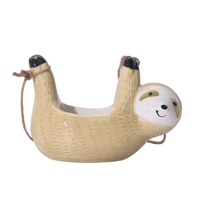 Ceramic Sloth Hanging Planter – Boho Home Decor Flower Pot for Green Plants & Garden Decor
