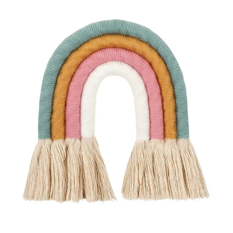 Macrame Rainbow Wall Hanging Decorative for Boho Home Decor Kids Babys Art