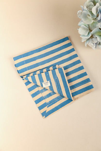 Oh! Stripes (Blue) Block Print Napkins, Set of 4