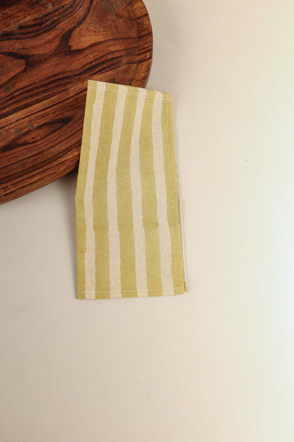 Oh! Stripes (Lime) Block Print Napkins, Set of 4