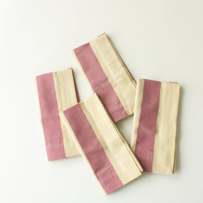 Oh! Stripes (Rose) Block Print Napkins, Set of 4