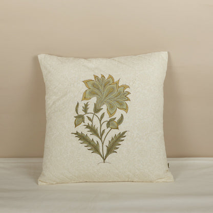 Green Oasis Block Print Cushion