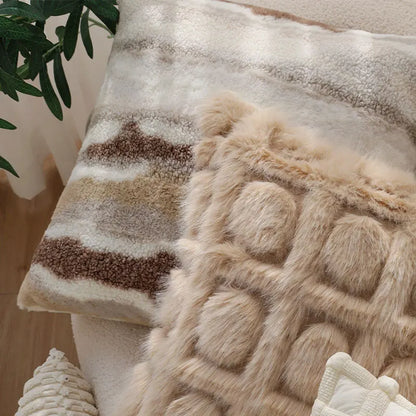 Nordic Abstract Double-Sided Plush Cushion Cover – Retro Sofa Pillowcase for Cozy Boho Home Decor Housewarming Gift Pillow