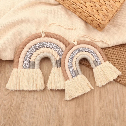 Nordic Room Decoration Handmade Woven Cotton Rope Rainbow Hanging Decor Boho Wall Art for Boho Home Decor and Baby Nursery 
