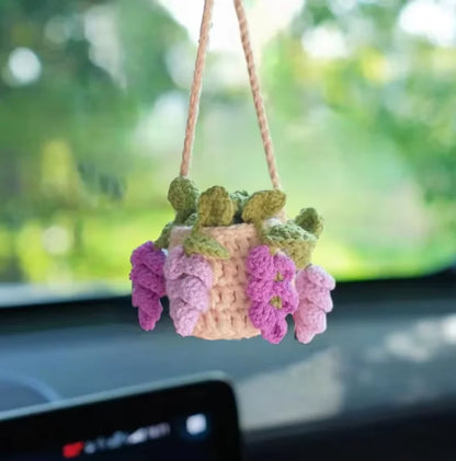Handmade Crochet Succulent Car Hanging
