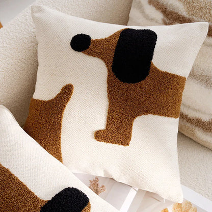 My Boho Home Nordic Embroidered Animal Pillow Cover – Modern Boho Plush Cushion for Couch, Bed or Nursery Dogs