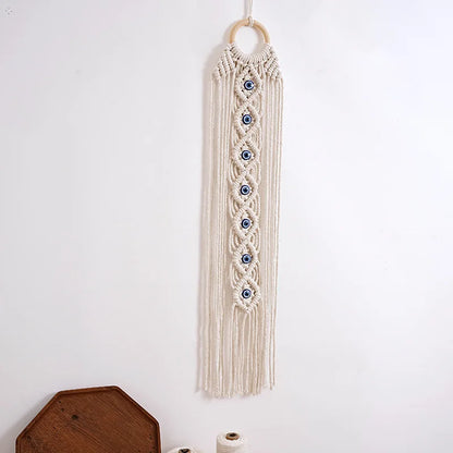 Boho Evil Eye Macrame Wall Hanging – Handwoven Cotton Tapestry for Bedroom, Living Room, Entryway Wall Art for Boho Home Decor - My Boho Home