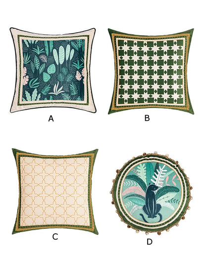 Velvet Leaf Patterned Pillow Cover – Soft Decorative Cushion Cover