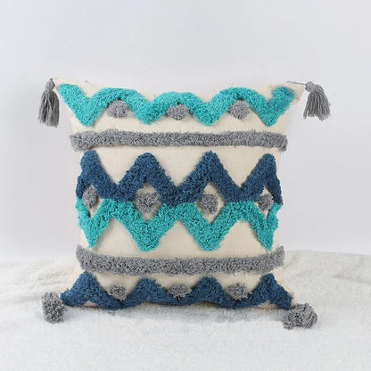 Hand-Embroidered Boho Tufted Decorative Pillowcase