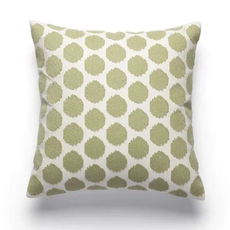 🌿 Green Leaf & Sunflower Embroidered Pillow Cover – 18 x 18 inches Boho Modern Cushion Cover for Sofa, Chair, or Car