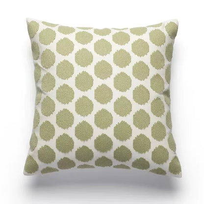 🌿 Green Leaf & Sunflower Embroidered Pillow Cover – 18 x 18 inches Boho Modern Cushion Cover for Sofa, Chair, or Car
