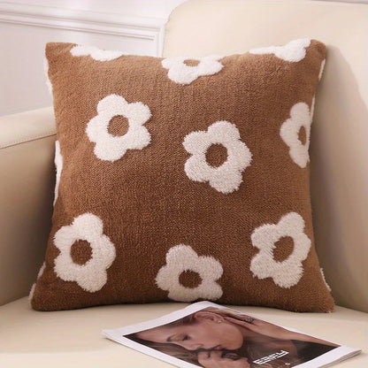 🌸 Light Luxury Floral Throw Pillow Cover – 18x18 Inch Plush Square Cushion