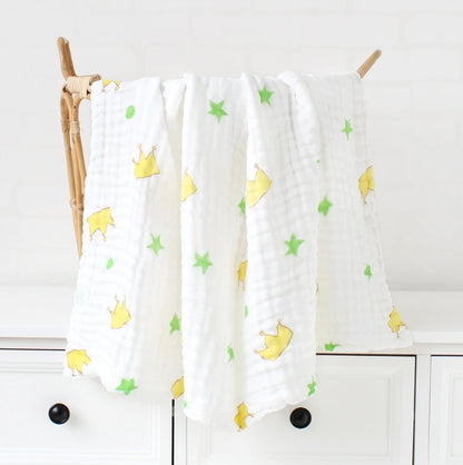 Boho Baby Bamboo Cotton Receiving Blanket – 6-Layer Swaddle Wrap for Infants