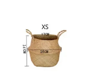 Boho Home Decor Seaweed Wicker Basket – Eco-Friendly Rattan Hanging Flowerpot & Storage Basket