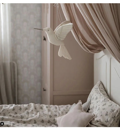 Cute Wall Hanging Hummingbird Plush Stuffed Doll Fabric Home Bedroom Nursery Room Decoration Hanging Bird Baby Decor