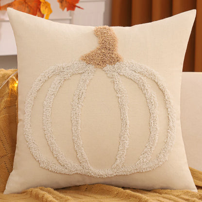 Halloween tufted pumpkin pillow cover, 18x18 inch square cushion case, festive fall and Thanksgiving decorative pillow for sofa, bed, or living room