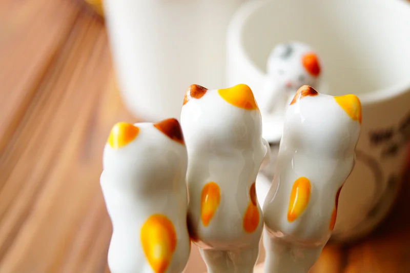 Ceramic Cat Hanging Spoon – Cute Animal Coffee & Dessert Spoon for Cat Lovers