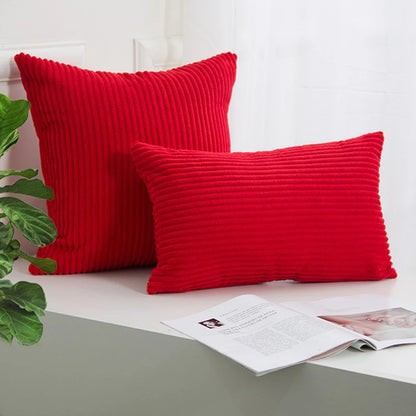 Corduroy Striped Cushion Cover – Soft Boho Throw Pillow Case