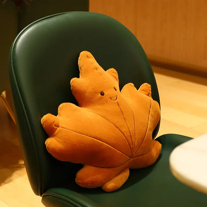 Plush Leaf Pillow – Soft Maple & Ginkgo Cushion Toy for Fall Home Decor & Gifts