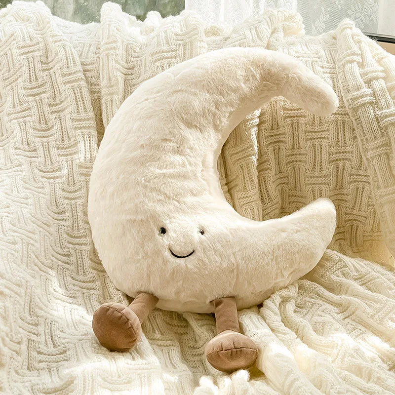 Plush Moon & Sun Throw Pillow – Soft Boho Home Decor for Sofa, Bedroom & Kids' Room