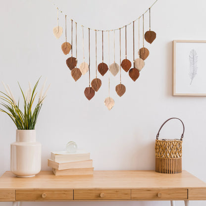 Boho Home Decoration Macrame Tapestry Leaf Feather Wall Hanging Decor for Living Room Bedroom Wall Art