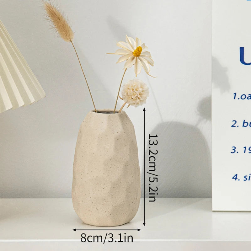 Modern White Ceramic Vase – Minimalist Decorative Vase for Pampas Grass, Flowers & Home Accents