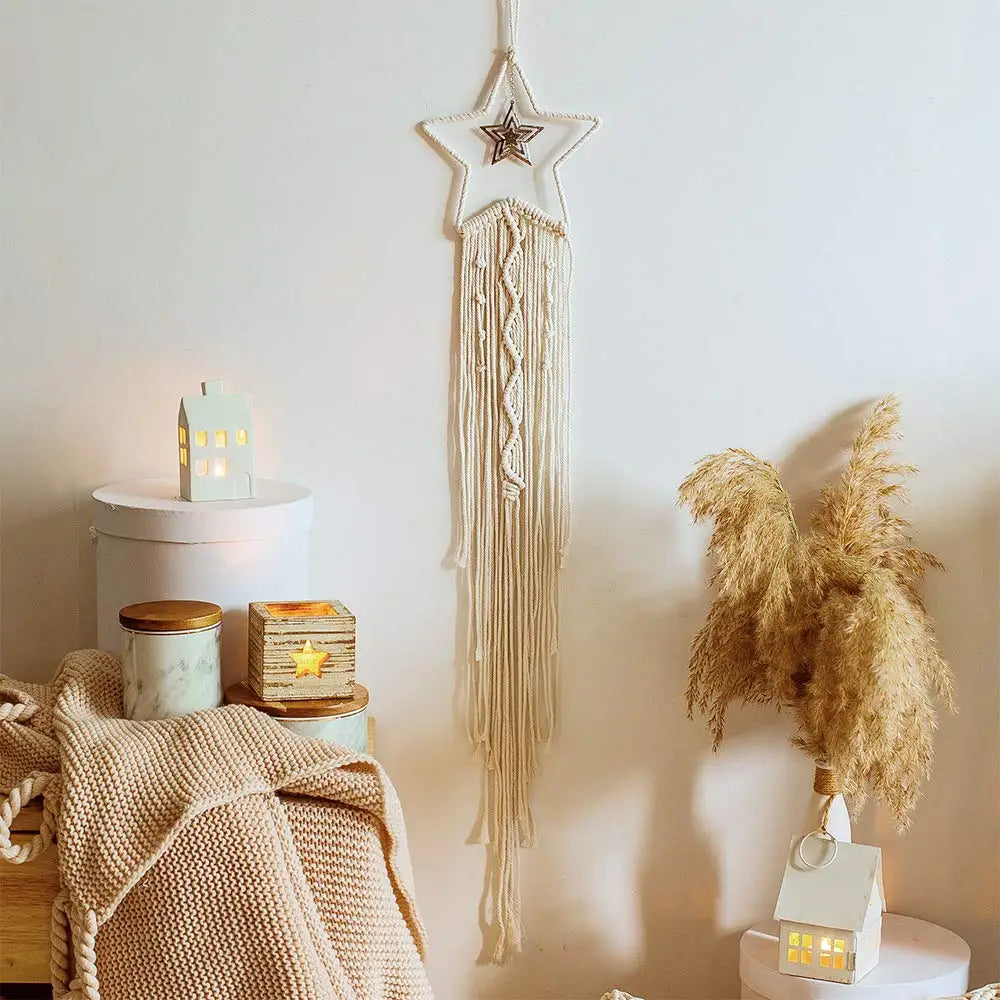 Macrame Dream Catcher Boho Home Decor Moon Star Decoration Macrame Wall Hanging Baby Nordic Room Bedroom Kids Nursery Living Room Dreamcacther